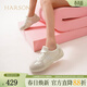 哈森德訓鞋女春秋季秀氣小巧時(shí)尚休閑運動(dòng)小白鞋HCS250303 米色 復合材料/杏色豬剖層革 35 (225mm)