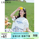LAGOGO珠片繡花短袖T恤女拉谷谷2025年夏季新款清爽通勤白色上衣 本白色 L