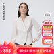 朗姿法式氣質(zhì)V領(lǐng)白色襯衫襯衣女新款秋裝內搭小衫上衣小眾設計感 米白色2 XL