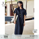 玖姿·安娜蔻【海鹽之夏】休閑丹寧風(fēng)萊賽爾牛仔連衣裙女2025夏款 深藍 L