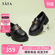 他她TATA英倫厚底jk樂(lè )福鞋女鞋黑色學(xué)院淺口單鞋 GOK02AA4黑色 37