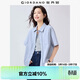 佐丹奴襯衣女款夏季通勤純棉府綢休閑紫色短袖襯衫女05345460