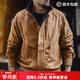 馬登工裝美式復古麂皮絨感獵裝教練夾克美拉德短款拼接翻毛皮外套男春 咖色 M