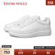 THOM WILLS【雷總同款】厚底小白鞋男增高真皮商務(wù)透氣板鞋休閑皮鞋禮物 白色G935 (荔枝紋牛皮) 39 /6.5碼