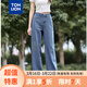 唐獅（TonLion）2025女直筒闊腿牛仔長(cháng)褲 中藍 27
