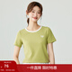 茵曼（INMAN）撞色包邊愛(ài)心繡花短袖T恤2024夏季薄荷曼波時(shí)尚百搭舒適上衣 草綠色 L