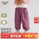 歐姆熊女童工裝褲春秋款2026新款寶寶外穿春秋季兒童褲子 玫紫色 110