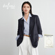 伊芙麗（eifini）【朱珠同款】伊芙麗7分袖白色西裝萊賽爾袖口捏褶外套26春季新款 藏青 西裝 S 80-100斤