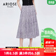 艾諾絲雅詩(shī)【商場(chǎng)同款】夏新款高腰設計感小眾a字雪紡半身裙女10533582 紫底黑點(diǎn) M