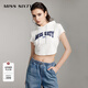 MISS SIXTY短袖T恤女連帽抽繩休閑運動(dòng)甜酷辣妹弧形下擺短款BM風(fēng) 漂白 M