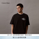 Calvin KleinJeans夏季男女情侶中性印花休閑通勤ck純棉圓領(lǐng)寬松短袖T恤上衣 BEH-太空黑 S