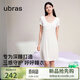 ubras26年新款呼呼薰衣草碎花吊帶睡裙睡衣女士高端睡衣居家服連衣裙 短袖裙【帶杯】-白底薰衣草 L