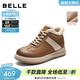 百麗（Belle）時(shí)尚撞色休閑靴女冬季新款商場(chǎng)同款厚底增高高幫鞋E5J1DDD5 棕色-毛里 38