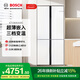 博世（BOSCH）497升大容量超薄嵌入式四開(kāi)門(mén)十字對開(kāi)門(mén) 家用電冰箱 玻璃面板 變溫保鮮 小白鯨（K1C82EA20C）