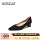 接吻貓辛芷蕾同款【經(jīng)典CAT貓掌鞋】單鞋簡(jiǎn)約通勤高跟鞋尖頭船鞋女 黑色（瘦腳卡碼拍小一碼） 38 (240mm)