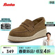 拔佳樂(lè )福鞋女2025秋羊絨皮坡跟通勤單鞋63021CA5 棕色 35