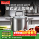 Momscook 304不銹鋼湯鍋淺燒鍋燉湯鍋復底加厚20cm玻璃蓋 電磁爐燃氣通用 20x14CM湯鍋 20cm