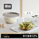 霜山透明玻璃碗家用烘焙攪拌打蛋碗可微波和面揉面盆料理沙拉碗 【套裝】玻璃碗+不銹鋼蓋