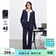 尚都比拉職業(yè)西裝套裝女春秋正裝西服外套闊腿長(cháng)褲面試兩件套 藏藍色 L