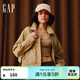 GAP女裝春季款廓形大口袋牛仔服外套常規工裝風(fēng)夾克727225 卡其色 S (160/80A)亞洲尺碼