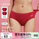 ubras15A抗菌紅內褲女純棉襠結婚禮盒情侶內衣本命年結婚中腰內褲男 女款-絲絨紅色小馬+絲絨紅色小馬 2條 L