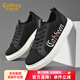 卡賓板鞋男鞋夏季透氣飛織鞋子男士運動(dòng)休閑鞋男夜光潮流平底開(kāi)車(chē)鞋 黑色 41
