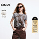 ONLY2025秋季新款可愛(ài)甜美貓咪印花正肩圓領(lǐng)短袖T恤女|125101021 E00 霜灰色 XS (155) 76A