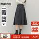 尚都比拉2024年秋冬高腰顯瘦半身裙女時(shí)尚通勤休閑A字裙子 灰色 S 