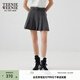 Teenie Weenie小熊女裝時(shí)尚簡(jiǎn)約風(fēng)秋季牛仔百褶短裙半身裙復古時(shí)髦 灰色 L (170)