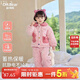 歐姆熊女童秋冬季三層夾棉睡衣2025新款寶寶冬季加絨加厚兒童冬裝家居服 粉色 120 120cm