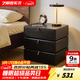 藝柳園實(shí)木旋轉床頭柜家用臥室床邊柜中古黑色儲物柜置物柜床頭收納柜 煙熏黑色