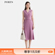 PORTS寶姿女裝春夏新款都市經(jīng)典優(yōu)雅捏褶細節無(wú)袖收腰連衣裙 丁香紫 XS （2）