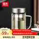 富光雙層玻璃杯透明茶杯辦公杯把手大容量男高硼硅水杯子生日送禮物 本色 520ml