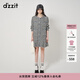DZZIT地素粗花呢連衣裙春秋小香甜酷風(fēng)黑白格紋女 黑色 S