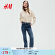 H&M女裝牛仔褲春季微緊身牛仔褲時(shí)尚5袋式修身高腰喇叭褲1109636 牛仔藍038 34 155/64