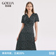 歌莉婭蝴蝶碎花裙v領(lǐng)連衣裙女夏裝顯瘦氣質(zhì)長(cháng)裙禮服裙子1A6H4KAKA 27D黑底印花 L