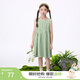 茵曼童裝女童無(wú)袖格子連衣裙夏季兒童中大童寬松休閑時(shí)尚裙子 綠格 120