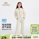 英氏（YEEHOO）女童套裝兒童外套褲子兩件套中大童裝學(xué)院休閑抑菌春裝 米白 140