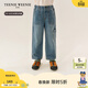 Teenie Weenie Kids小熊童裝25年男女童休閑工裝風(fēng)直筒牛仔褲 藍色花灰 130 cm