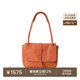 裘真復古001郵差包女單肩通勤大容量斜挎包植鞣頭層牛皮包 焦糖色-中號