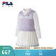 FILA斐樂(lè )兒童童裝連衣裙2026年春季新款女童小童假兩件毛織百褶裙 云白色-WT 120