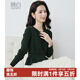 晚白【新品】2026春款氣質(zhì)顯白設計感韓系毛衣收腰顯瘦彈力針織衫女 墨綠色 XL