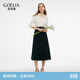 歌莉婭連衣裙女夏季超火通勤假兩件裙子知識分子裙1E4L4K420 03W本白 M