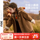 ASK JUNIOR【新年裝】?jì)和馓锥拘⊥Ⅲw小鹿連帽防風(fēng)女童雙面毛呢大衣 棕色 110