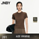 JNBY/江南布衣春秋T恤女棉質(zhì)修身圓領(lǐng)微彈拼接短袖休閑5O8111450 900/棕色系彩色混雜 M