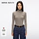 MISS SIXTY2025秋季新款羊毛羊絨針織衫女高領(lǐng)緊身長(cháng)袖簡(jiǎn)約刺繡 摩卡棕 S