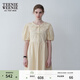 Teenie Weenie小熊女裝夏裝寬松休閑風(fēng)時(shí)尚娃娃領(lǐng)連衣裙泡泡袖裙子 淺卡其色 M