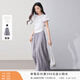 香影【仙女褲】灰色裙褲女垂感2026夏裝新款顯瘦寬松大褲腳闊腿褲 套裝1 T恤+灰色裙褲 L 165/68A/110-125斤