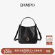 半坡飾族（bampo）圓滿(mǎn)水桶包 頭層牛皮斜挎包2025夏新款白色單肩小拎包女新年禮物 墨碳黑930