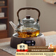 憶壺茶玻璃煮茶壺套裝電陶爐煮茶器小型燒水壺煮茶爐養生壺套裝 【26年新款】1500w木紋爐+1.1L黑色壺
